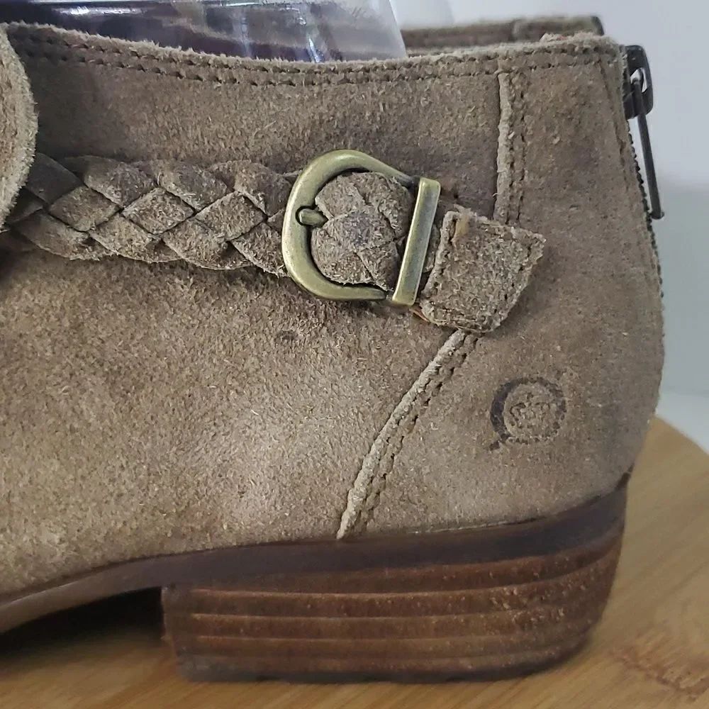 Born Sylvia Leather Braid Booties Tan Women's Size 10M - Picture 5 of 12
